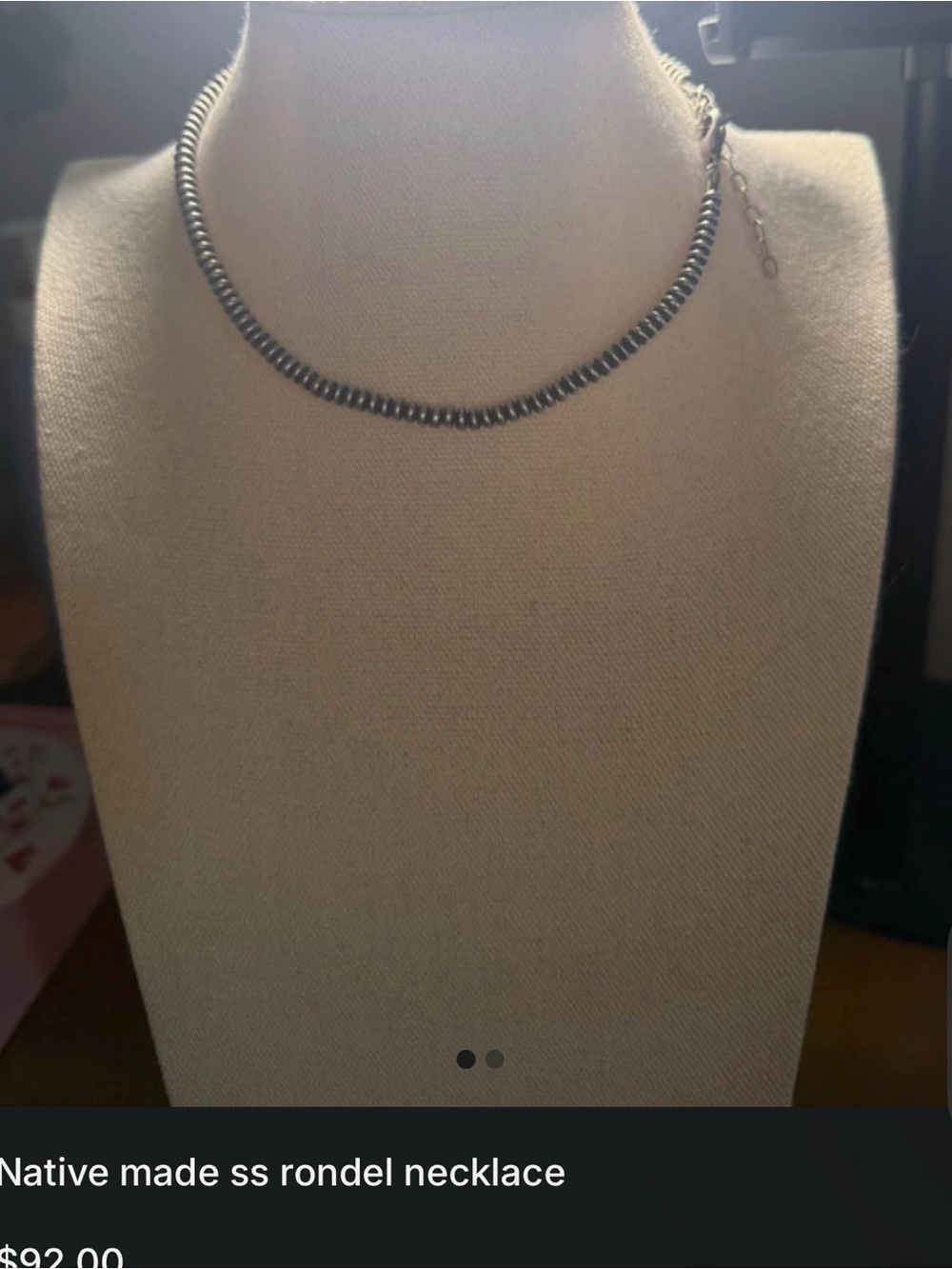 Native Made Sterling silver Rondel Necklace - Black